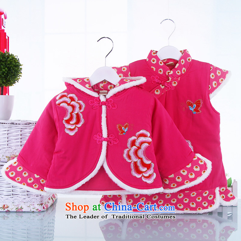 New Fall_Winter Collections of female babies qipao Kampala shoulder kit girls qipao Tang dynasty qipao Taloqan Children Shoulder Tang dynasty out of service, extra thick red?110_110_