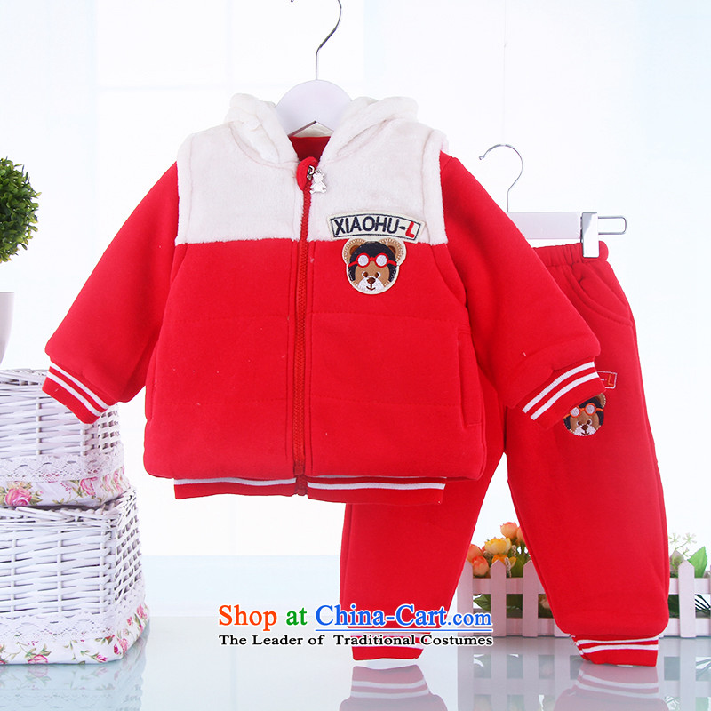 Children's wear boys and girls children's wear winter clothing children thick three kit baby casual clothes for autumn and winter, aged red 100cm(100cm), 0-1-2-3 point of rabbit shopping on the Internet has been pressed.