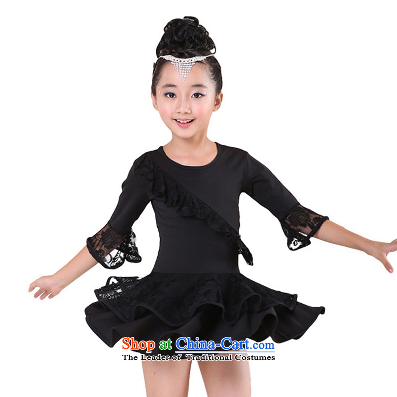 Children Dance services girls of autumn and winter long-sleeved Latin dance wearing long-sleeved Latin dance early childhood exercise clothing will not defined in the black 160 tide shopping on the Internet has been pressed.