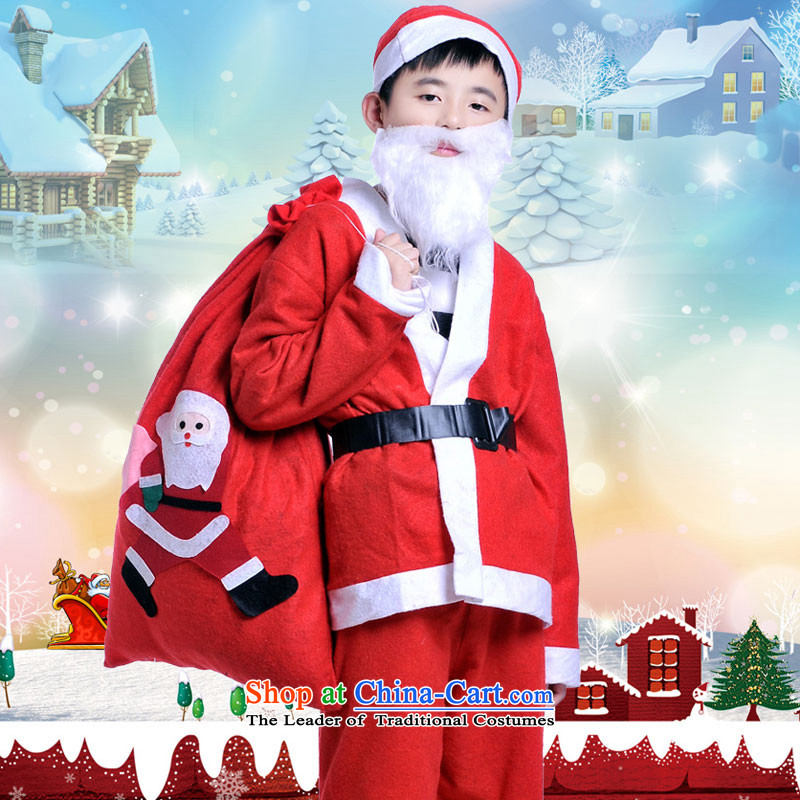 Christmas clothing adult children Santa Claus clothes kit children Christmas service pack parent-child dressed in red kit 160cm-180 Performance