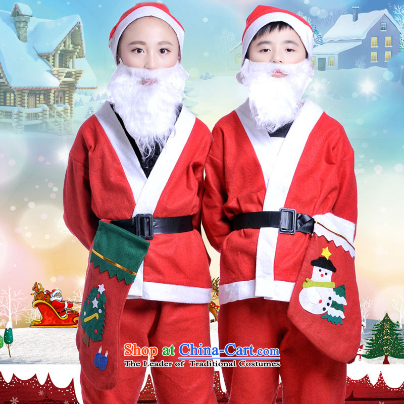 Christmas clothing adult children Santa Claus clothes kit children Christmas service pack parent-child dressed in red kit 160cm-180, performance tuning leather case package has been pressed shopping on the Internet