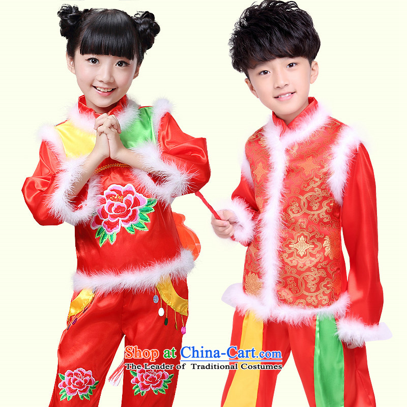 On New Year's Day Christmas children costumes to boys and girls national jubilation macrame festival performances yangko winter clothing male red 150, dance crown monkey , , , shopping on the Internet