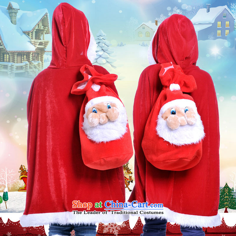 Christmas clothing adult and children's Christmas service men and women clothes dressed mantle Santa Claus will adjust red velvet 160cm-180, Kim leather case package has been pressed shopping on the Internet