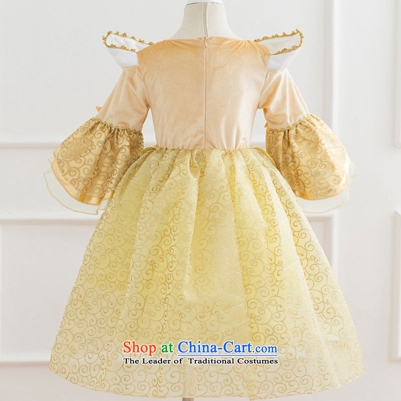 The princess skirt will children dress Beverly Princess skirt bell girls dress long skirt yellow 120cm, bon bon-package has been pressed leather shopping on the Internet