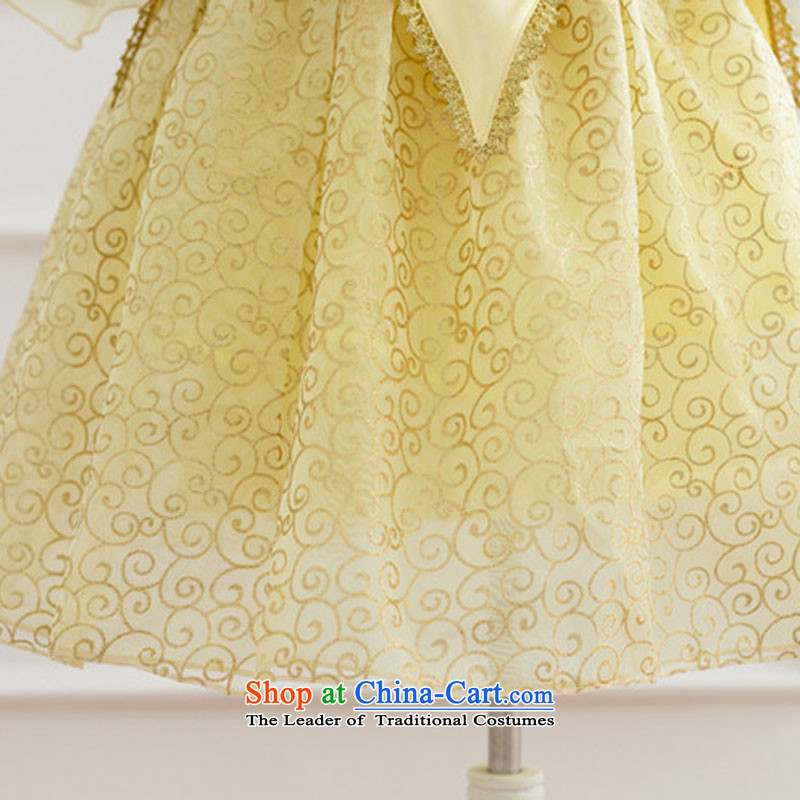The princess skirt will children dress Beverly Princess skirt bell girls dress long skirt yellow 120cm, bon bon-package has been pressed leather shopping on the Internet