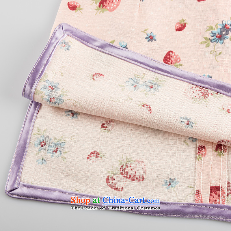 Mr Tang dynasty qipao children, girls short-sleeved dresses quality pure cotton strawberries China wind baby skirts pink 120 girls Lok Wei (tonglehui) , , , shopping on the Internet
