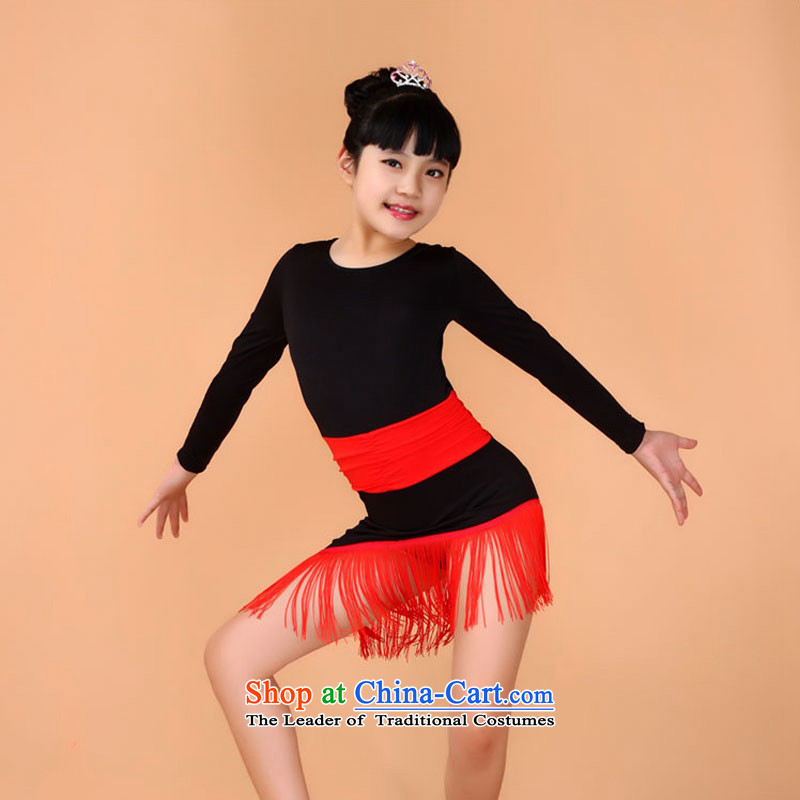 Children will Latin dance set in Latin skirt edging show services serving children Dance Dance skirt the red tapes 170cm, adjustable leather case package has been pressed shopping on the Internet