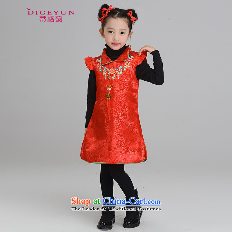 The following new paragraph children Tang Dynasty New Year concert qipao gown clip cotton shoulder cheongsam girls New Year Gift Code Red Large XXL