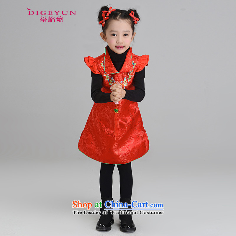 The following new paragraph children Tang Dynasty New Year concert qipao gown clip cotton shoulder cheongsam girls New Year gift big red code XXL, THIGER (DIGEYUN) , , , shopping on the Internet