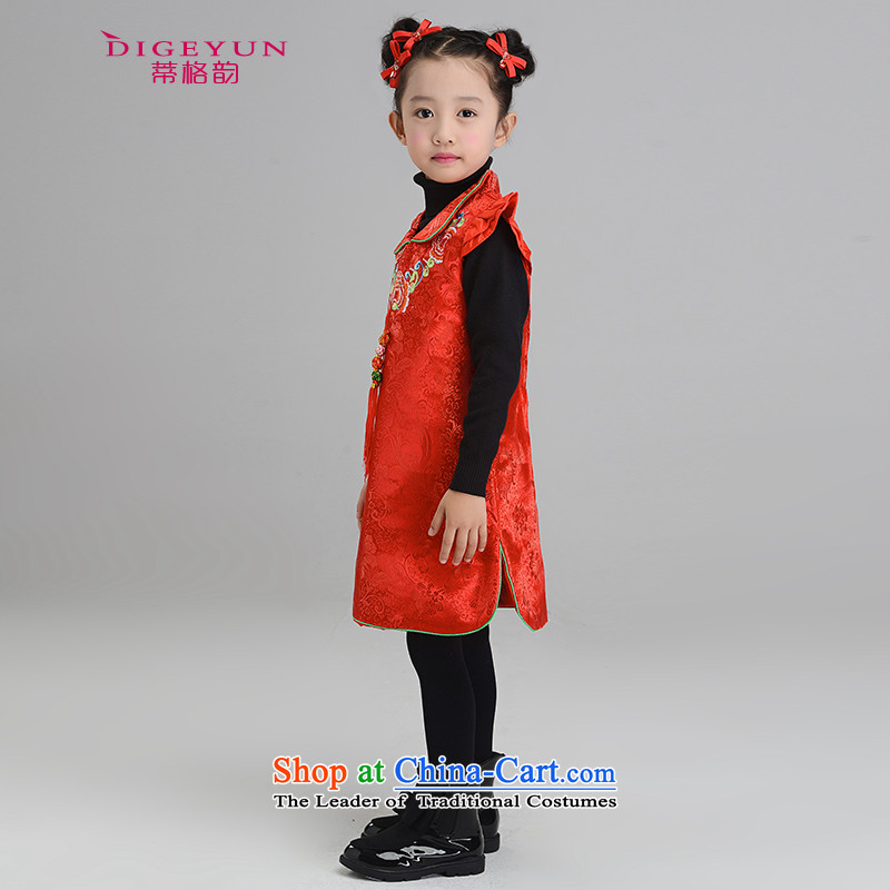 The following new paragraph children Tang Dynasty New Year concert qipao gown clip cotton shoulder cheongsam girls New Year gift big red code XXL, THIGER (DIGEYUN) , , , shopping on the Internet
