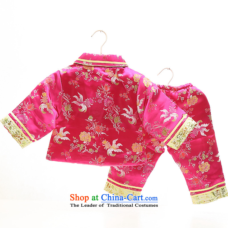 The girl children's wear winter clothing new child Tang Dynasty New Year jackets with infant garment whooping baby years damask dress Infant Garment 0-1-2-3 red 90, and fish fox shopping on the Internet has been pressed.