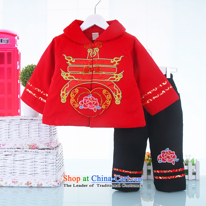 New Year infant children's wear Tang dynasty baby coat jackets with girls aged 0-1-2 thick winter clothing baby cotton apparel rose 110, a point and shopping on the Internet has been pressed.