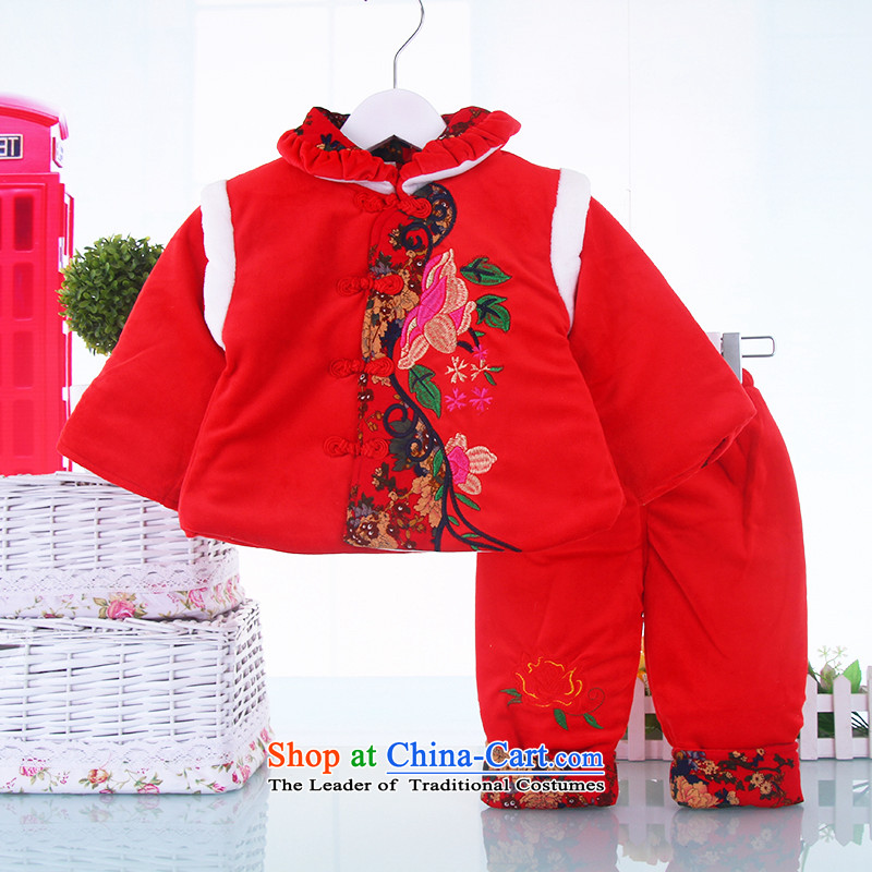 The girl child Tang Dynasty Package winter) thick cotton clothing BABY CHILDREN Tang clamp unit of newborn infants under the age of dresses whooping 80(80), red point and has been pressed, online shopping