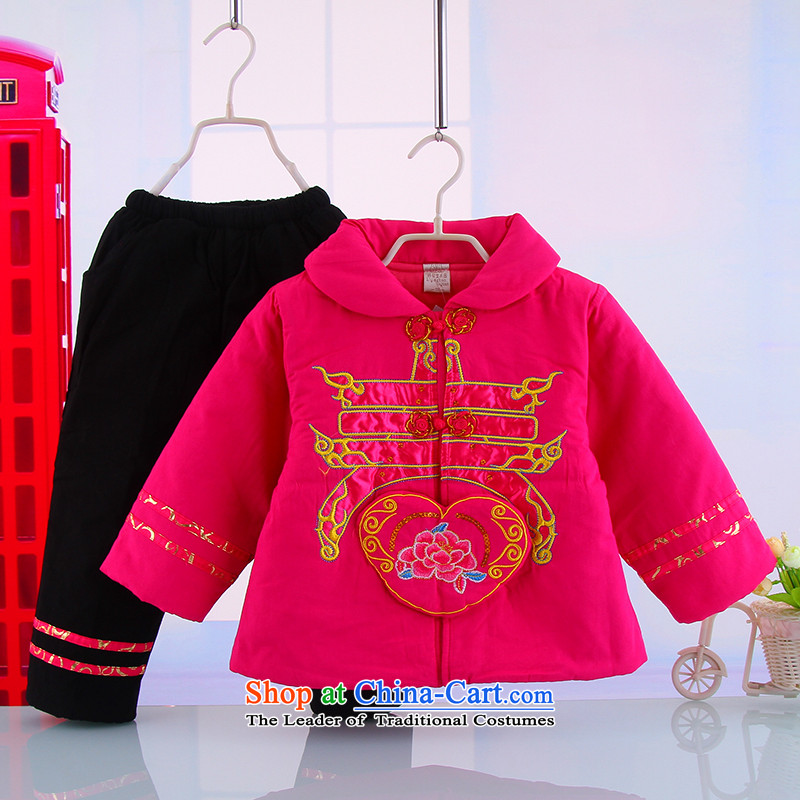 Tang Dynasty children's winter clothing baby boy Tang dynasty years winter thick cotton kids infant New Year package in the red point of rabbit.... 110(110), shopping on the Internet