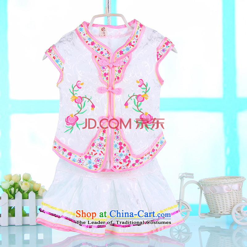 2015 New Summer Children Tang dynasty embroidery girls short-sleeved shirts kit children's wear stage costumes will 4689 pink 90