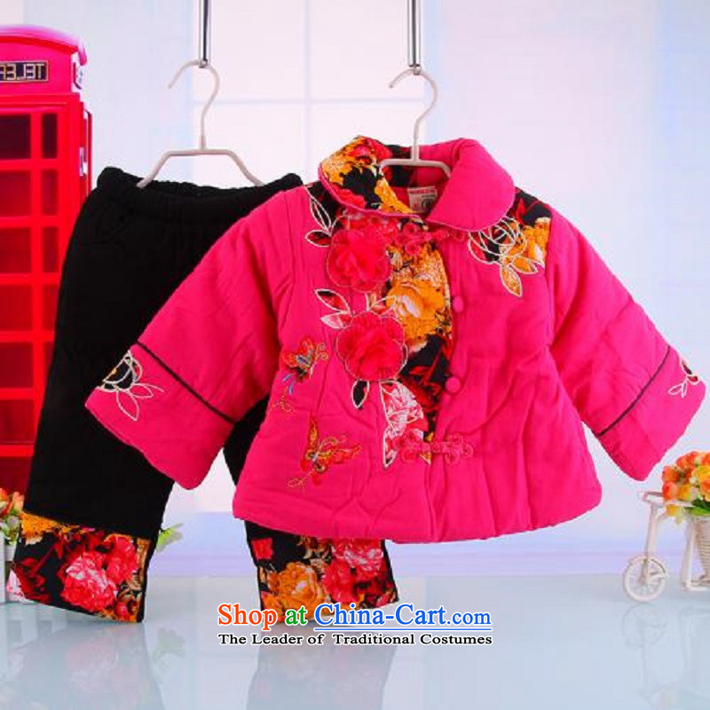 New Year baby girl Tang Dynasty Package 0-1-2-3-4 baby girl aged thick coat small girls infant winter clothing red point and has been pressed, 100cm, shopping on the Internet