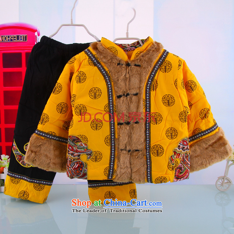 Autumn and Winter load to boys and girls infant children services bundle baby is one month old baby Tang dynasty5216 Yellow 80 years dress