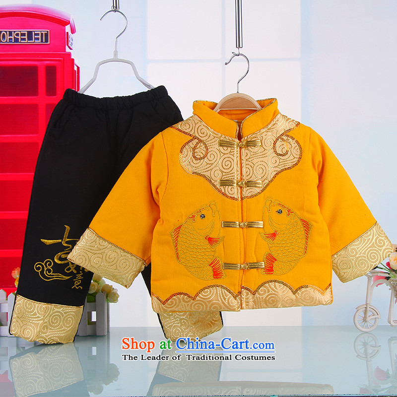 Tang Dynasty children for winter clothing 0-2-3 boys aged Chinese New Year cotton infant children age one baby New Year jackets with red point and has been pressed, 110cm, shopping on the Internet