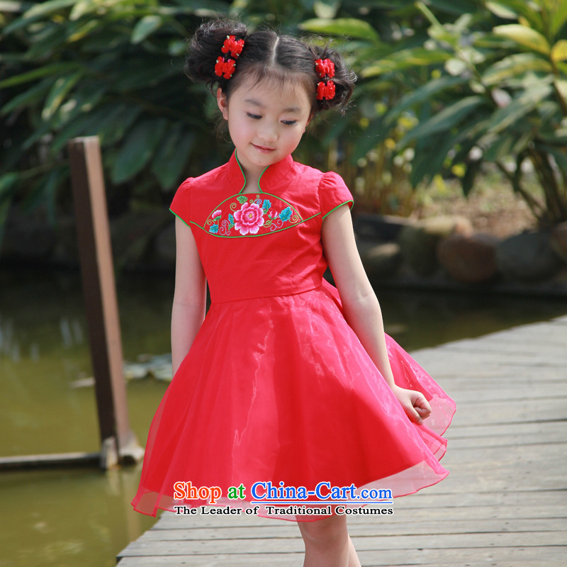 I should be grateful if you would have little girls Wang summer dress suits dress W2289B?110_95-105cm_ red