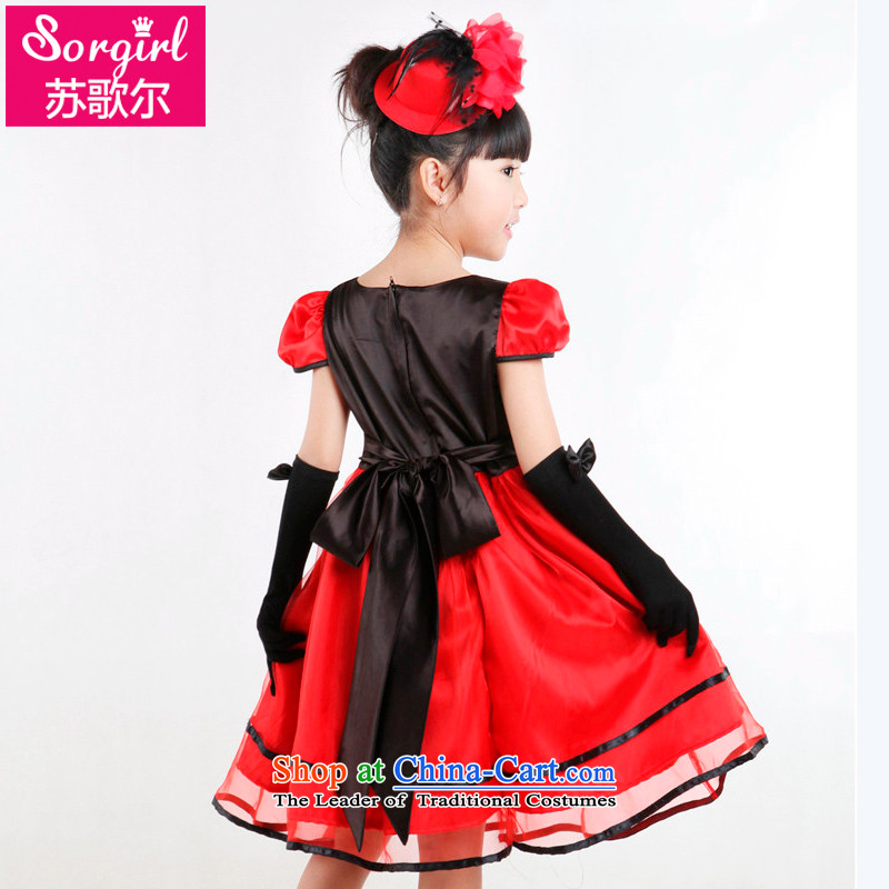 Su Song's 610 children under the auspices of the dedicated service students show dance performances to girls evening dresses wedding flower girls princess dress girl children's wear cuhk dresses , 150 yard red (sorgirl song) , , , shopping on the Internet