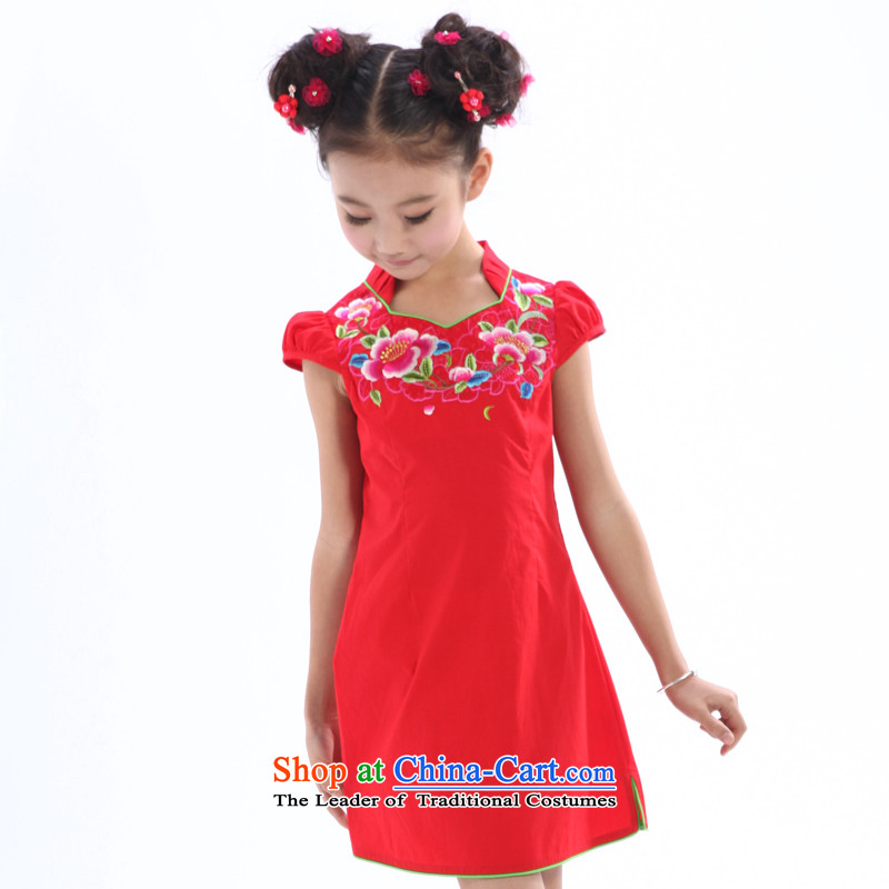 I should be grateful if you would have little girls Wang summer gown cheongsam dress W3249Z 110/95-105cm/, Wang i should be grateful if you would have the red small shopping on the Internet has been pressed.