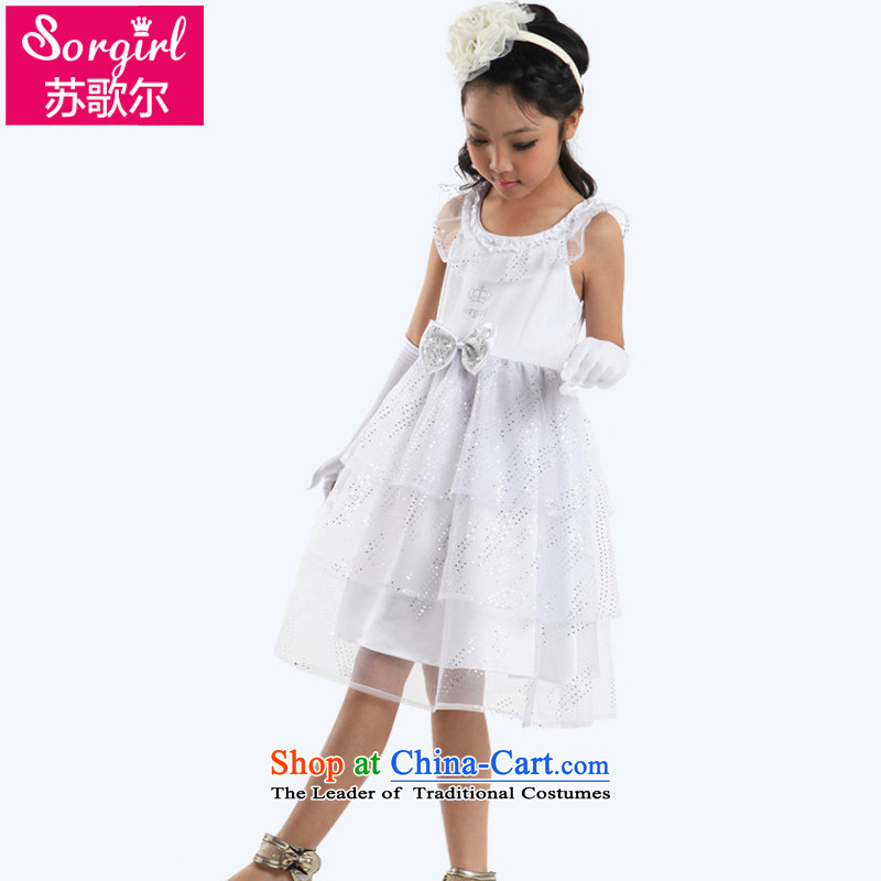 Children's dress wedding dress flower girls under the auspices of the Dedicated costumes dance performances to white 130 yards, Su Song's (sorgirl) , , , shopping on the Internet
