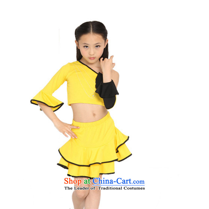 Adjustable leather case package children dance services covered shoulders split Latin Services Ironing brick peacock tail exercise clothing and leather case package 160cm, yellow , , , shopping on the Internet