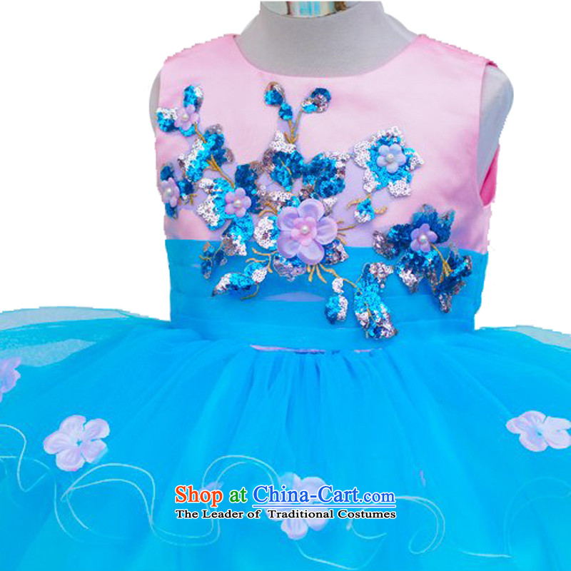 Adjustable leather case package children will even Yi Princess skirt girls Powder Blue Powder blue leather-package has been pressed 150cm, shopping on the Internet