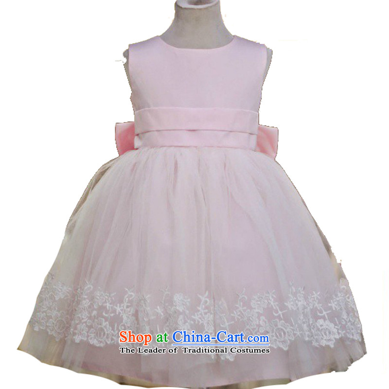 Adjust the girl children's wear leather case package princess skirt Flower Girls dress skirt pink short-sleeved?155cm