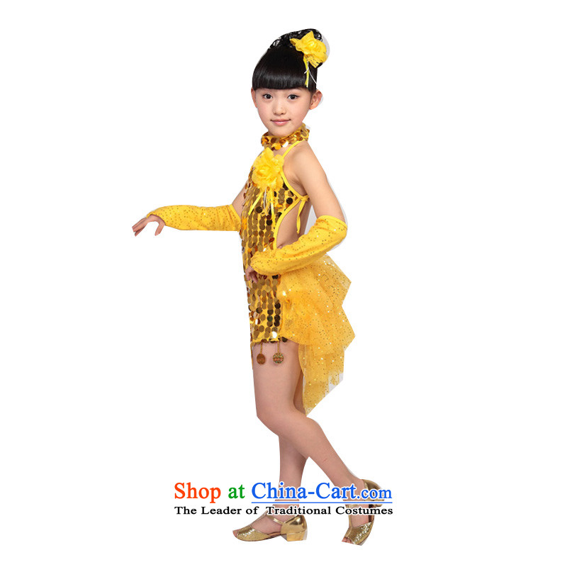 Adjustable leather case package children Latin dress Stage Costume national dress will adjust 160cm, yellow leather case package has been pressed shopping on the Internet