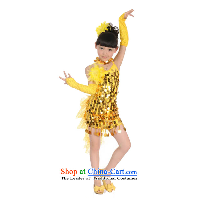 Adjustable leather case package children Latin dress Stage Costume national dress will adjust 160cm, yellow leather case package has been pressed shopping on the Internet