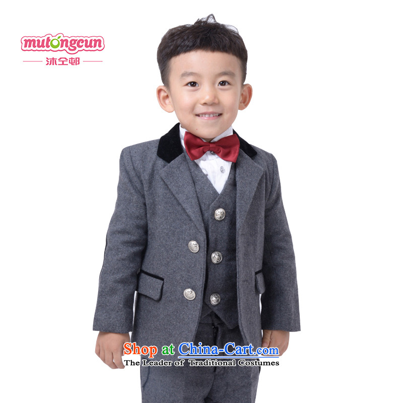 Bathing in the estate of the colleagues of the Child dress woolen suit upscale boy Flower Girls will set five autumn and winter gross kit jacket? thickened the Christmas and New Year birthday wearing dark gray?130cm