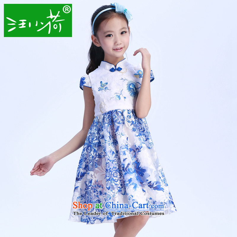 I should be grateful if you would have little girls Wang summer gown dresses D4279B blue 110/95-105cm/, Wang small lotus , , , shopping on the Internet