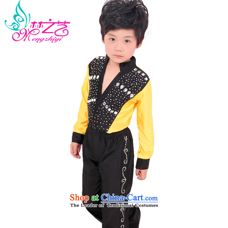 Dream arts children Latin dance wearing the new children's long-sleeved precisely Dance Dance males and services for summer clothing on chip boy MZY-00218 black yellow 120-130 dream arts , , , shopping on the Internet