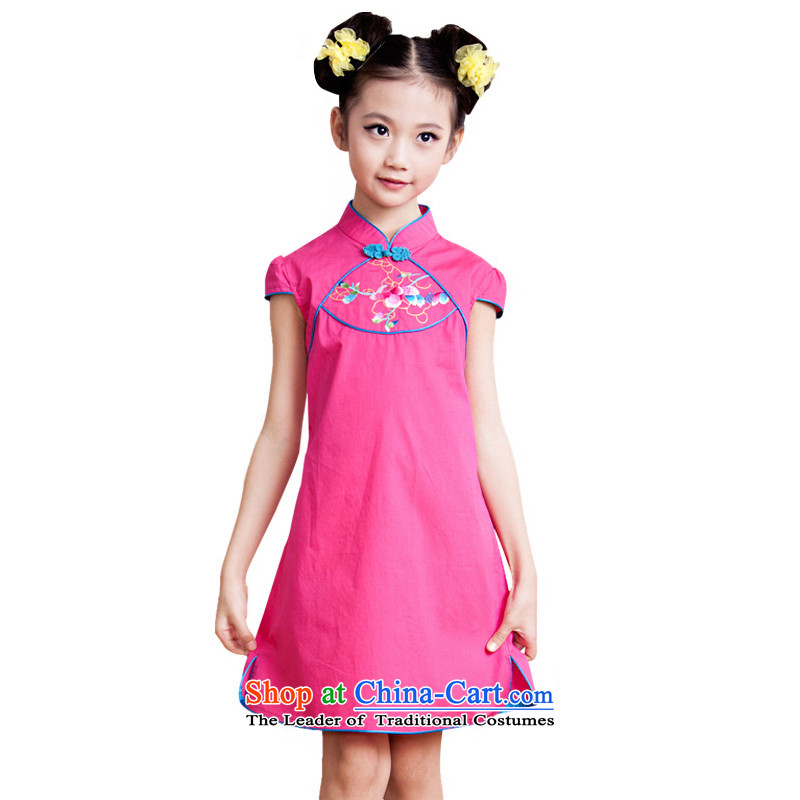 I should be grateful if you would have children and of children's wear Wang small summer H4219F shirt of qipao red 130/126-135cm/, Wang small lotus , , , shopping on the Internet