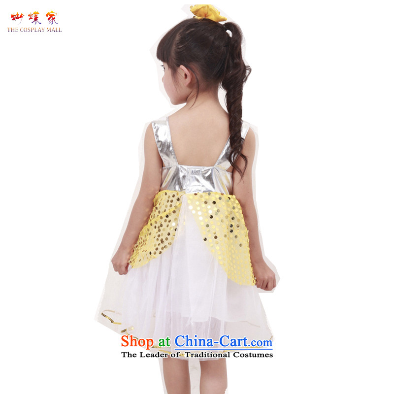 Butterfly house of children's wear girls will celebrate children by 2015 princess skirt on chip dress lovely modern dancers' stage show services choral skirt yellow 130
