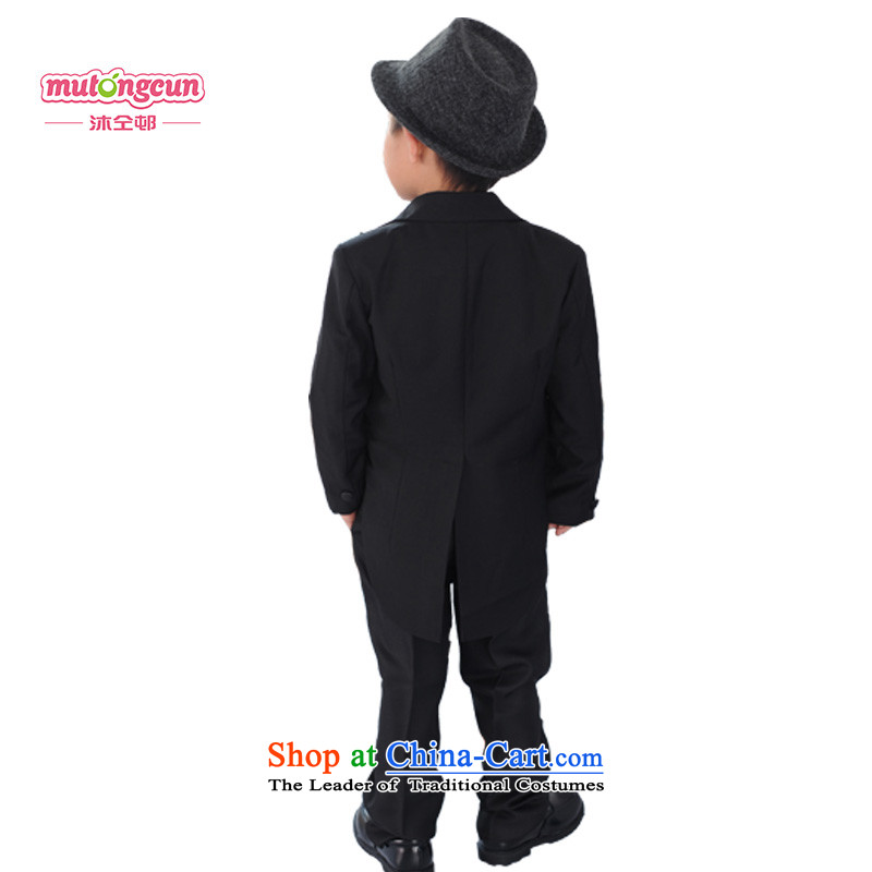 Bathing in the estate boy upscale warmly dress frock coat 5 piece suit dress flower of children's wear gentleman YW02 150cm, black bathing in the staff of the estate shopping on the Internet has been pressed.