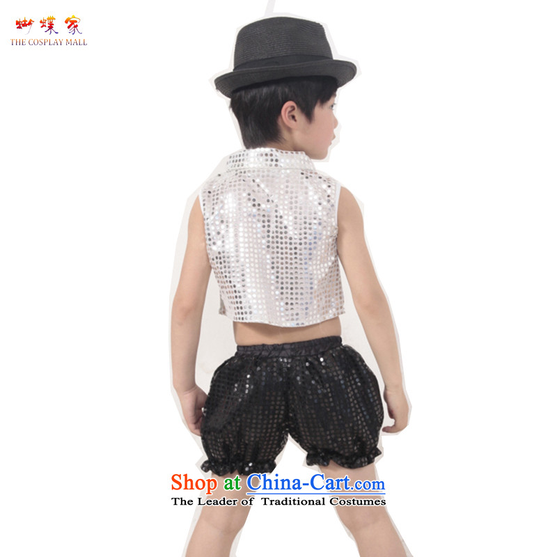 Butterfly house new 61 children 2015 performances of modern Jazz on film services arena, men and women serving the tie choral silver T-shirt + black skirt?160