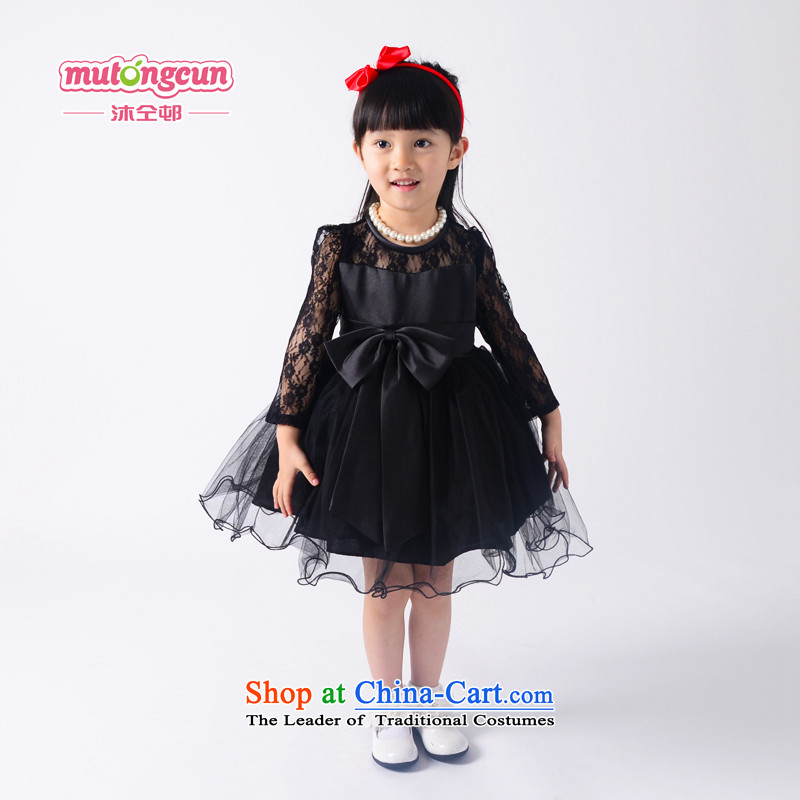 Bathing in the spring of this estate children dress girls princess skirt long-sleeved dresses black lace bon bon skirts, will warmly welcomes 110cm, black estate shopping on the Internet has been pressed.