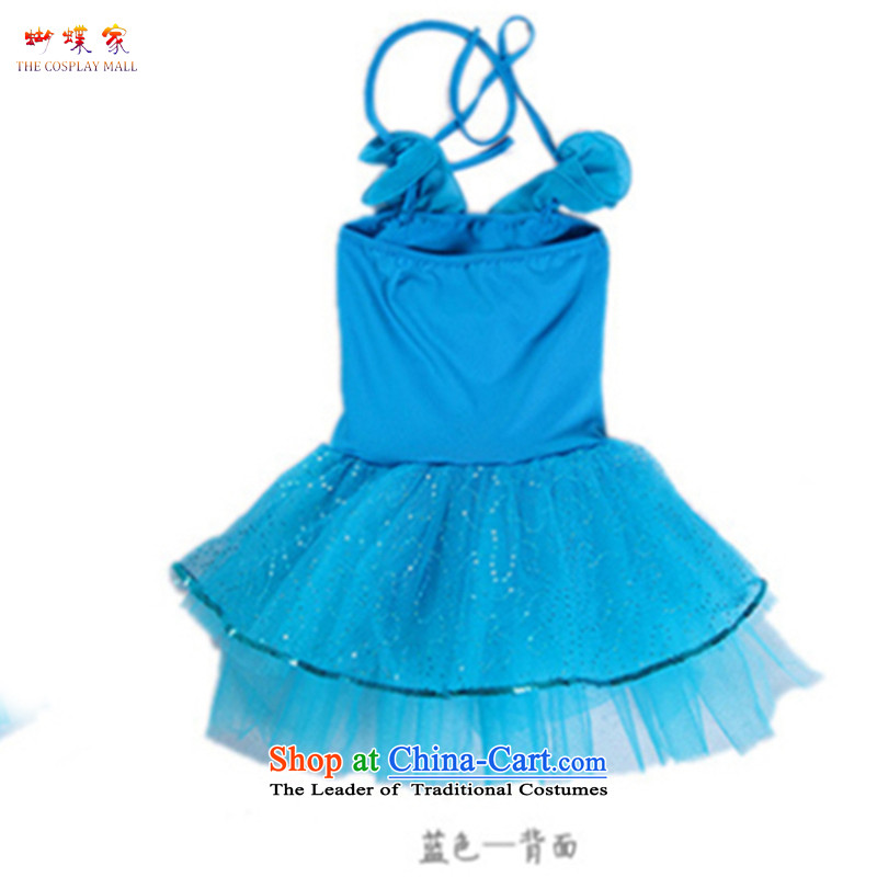 The butterfly house will show a kindergarten children serving Stage Costume 61 children costumes modern Latin Dance Dance skirt Blue House, Butterfly , , , 160 shopping on the Internet