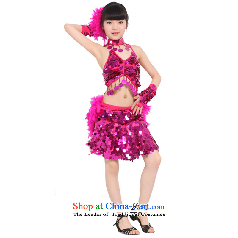 Adjustable leather case package girls serving Latin dance performances on film services Latin dance feather skirt blue leather-package has been pressed 150cm, shopping on the Internet