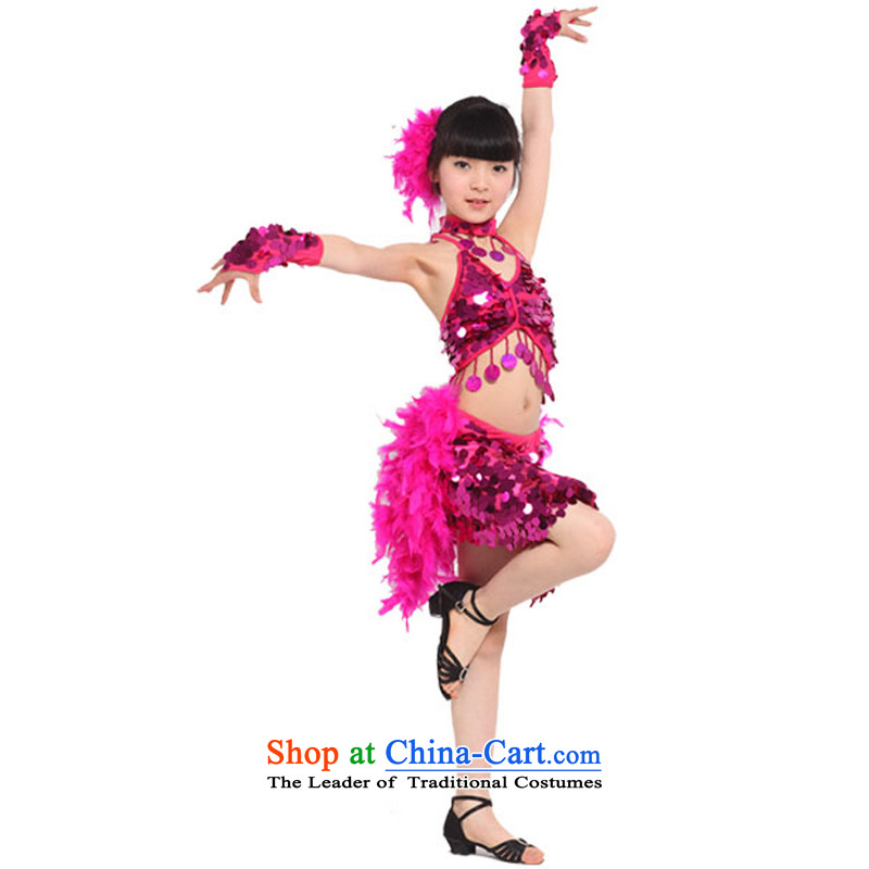 Adjustable leather case package girls serving Latin dance performances on film services Latin dance feather skirt blue leather-package has been pressed 150cm, shopping on the Internet