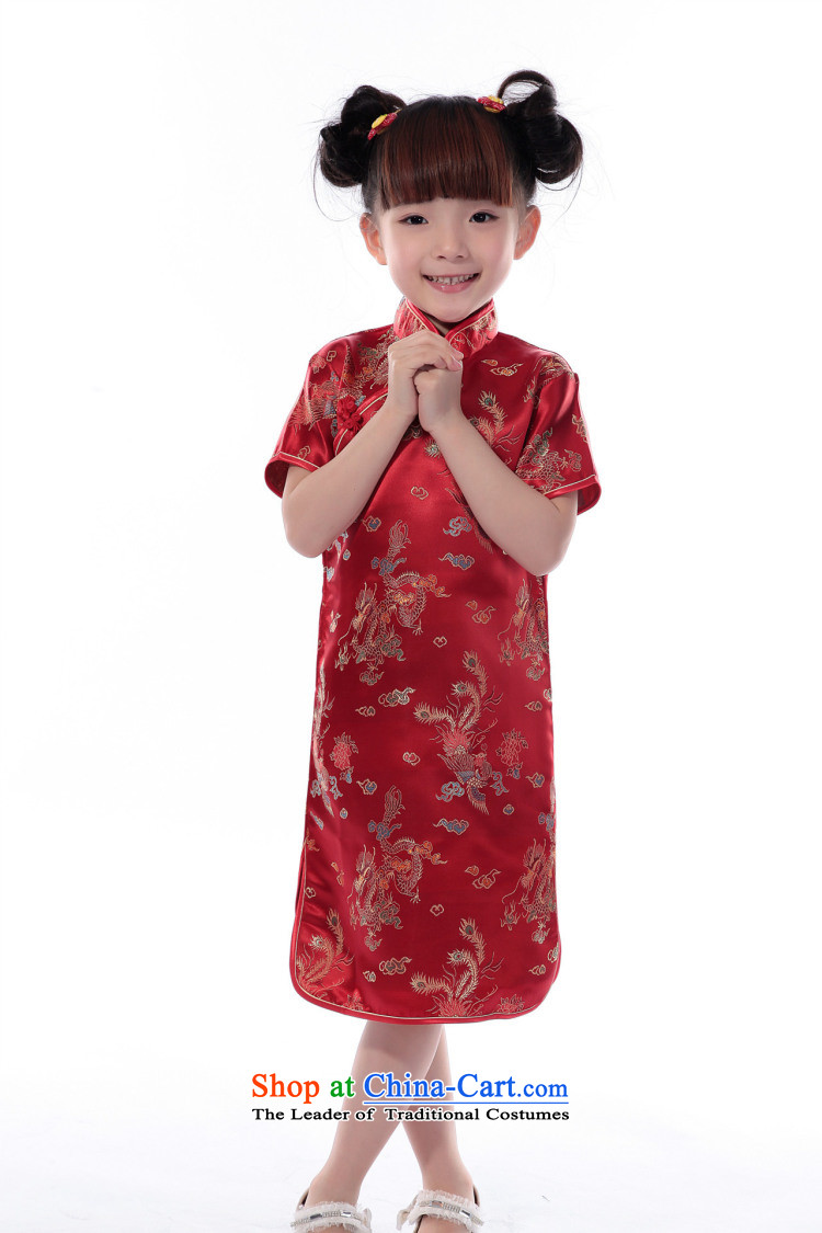 It new summer 2014 Tang dynasty girl children loaded collar brocade coverlets short-sleeved clothing to the dragon small qipao performances, blue  16 pictures, prices, brand platters! The elections are supplied in the national character of distribution, so action, buy now enjoy more preferential! As soon as possible.