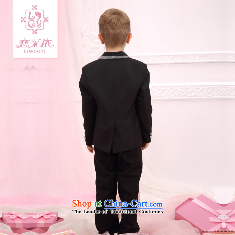 In accordance with the boy land picking kit flower girl children suits suit handsome gentleman theatrical performances services birthday Flower Girls dress ST5301 black 120 Land (liancaiyi picking) , , , shopping on the Internet
