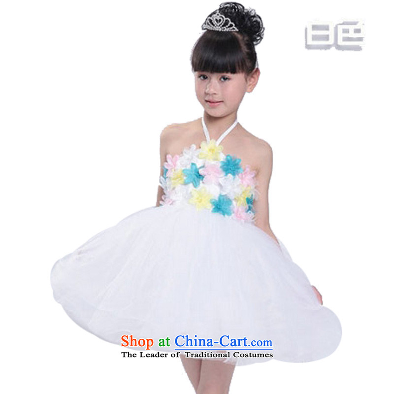 Adjustable leather case package girls suits princess skirt bon bon dress white 140cm