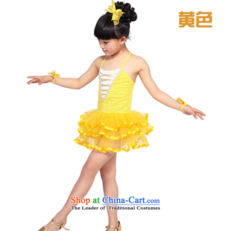 Adjustable leather case package children will launch the girls dancing skirt child arts dance wearing yellow?135cm