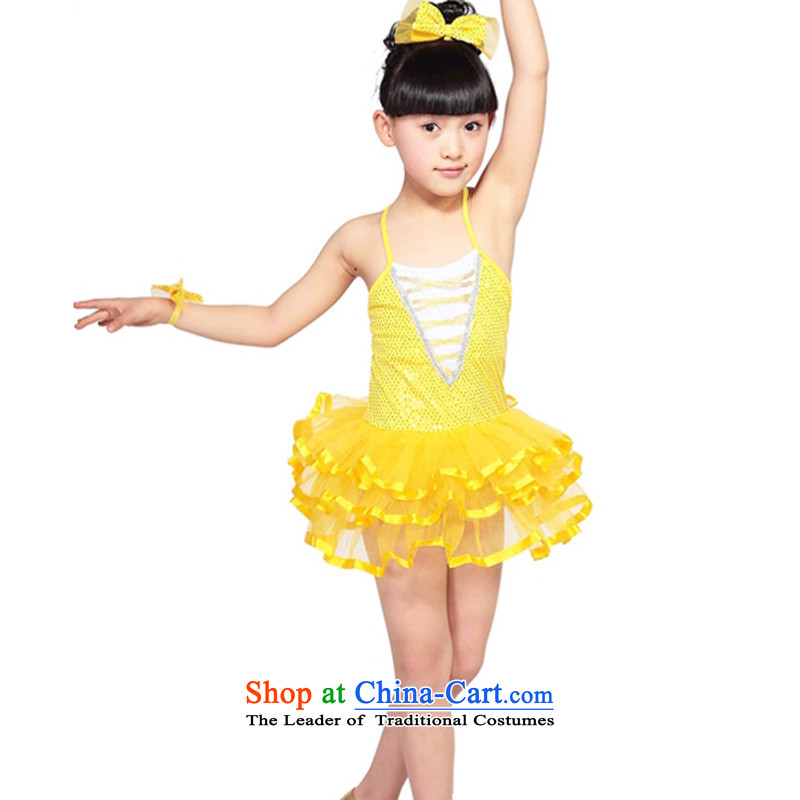 Adjustable leather case package children will launch the girls dancing skirt child arts dance wearing yellow leather-package has been pressed 135cm, shopping on the Internet