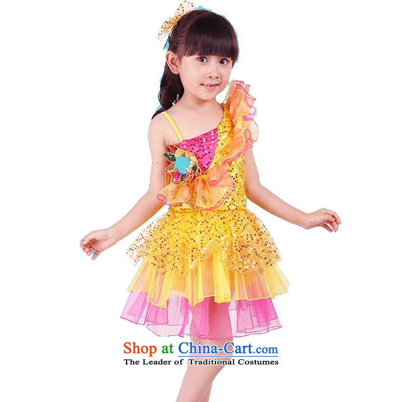 Adjustable leather case package children will dance wearing yellow 150cm child care