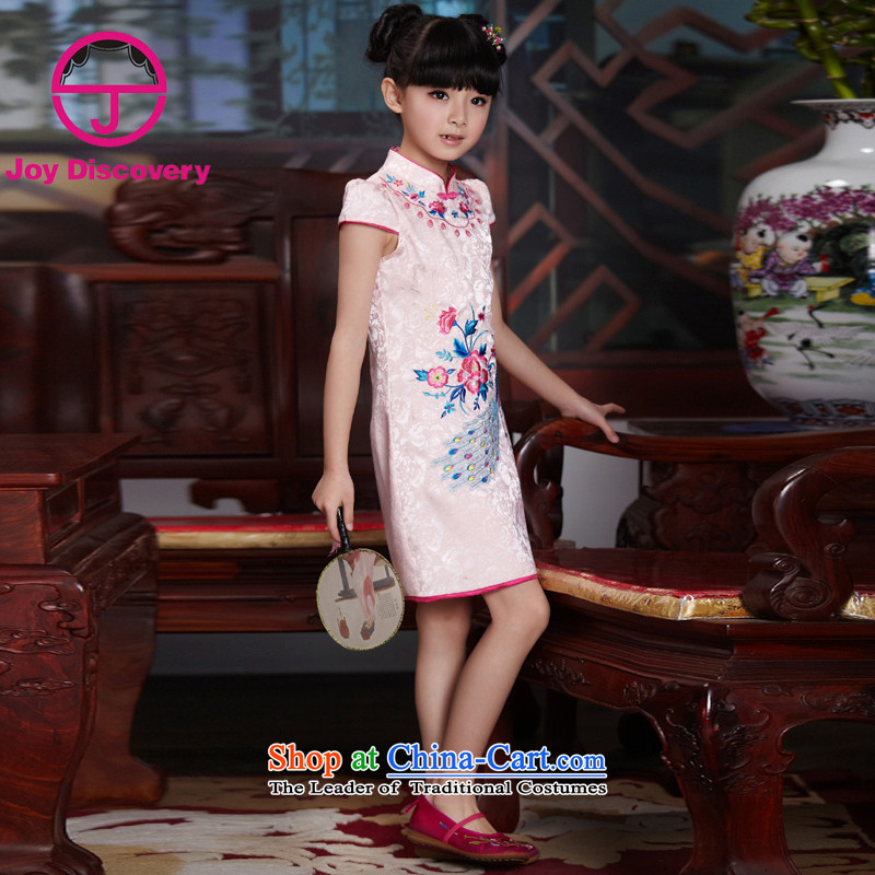 The Burkina found ethnic, summer 2015 children's wear characteristics embroidered short sleeves cheongsam. Long girls show serving light pink 160 bu-bu discovery (JOY DISCOVERY shopping on the Internet has been pressed.)