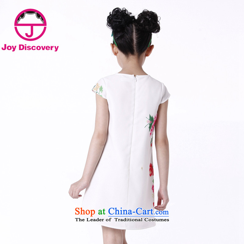 The Burkina found the new nation 2015 Summer winds of children's wear women's dresses round-neck collar short sleeve in long cheongsam dress white 160 bu-bu discovery (JOY DISCOVERY shopping on the Internet has been pressed.)